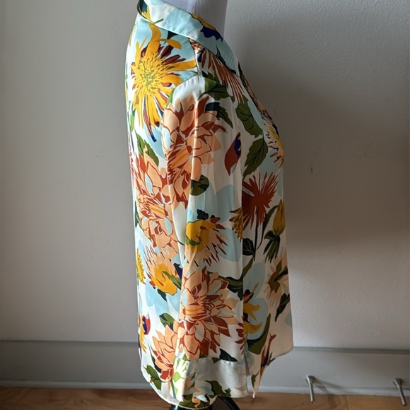 ZARA Satin floral print buttoned down woman’s shirt blouse Sz XS - Picture 7 of 14